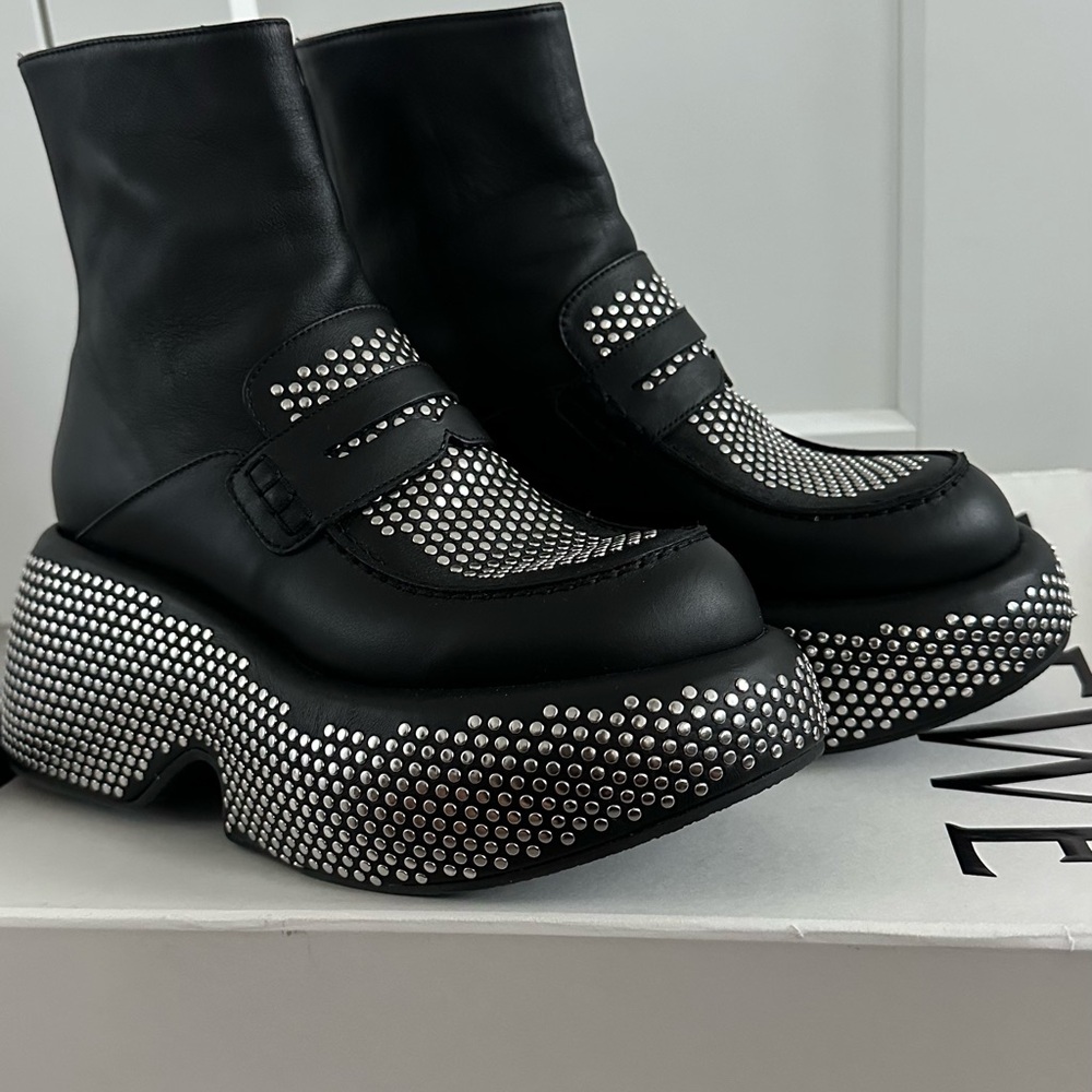 Loewe Studded Platform Ankle Boots - Black